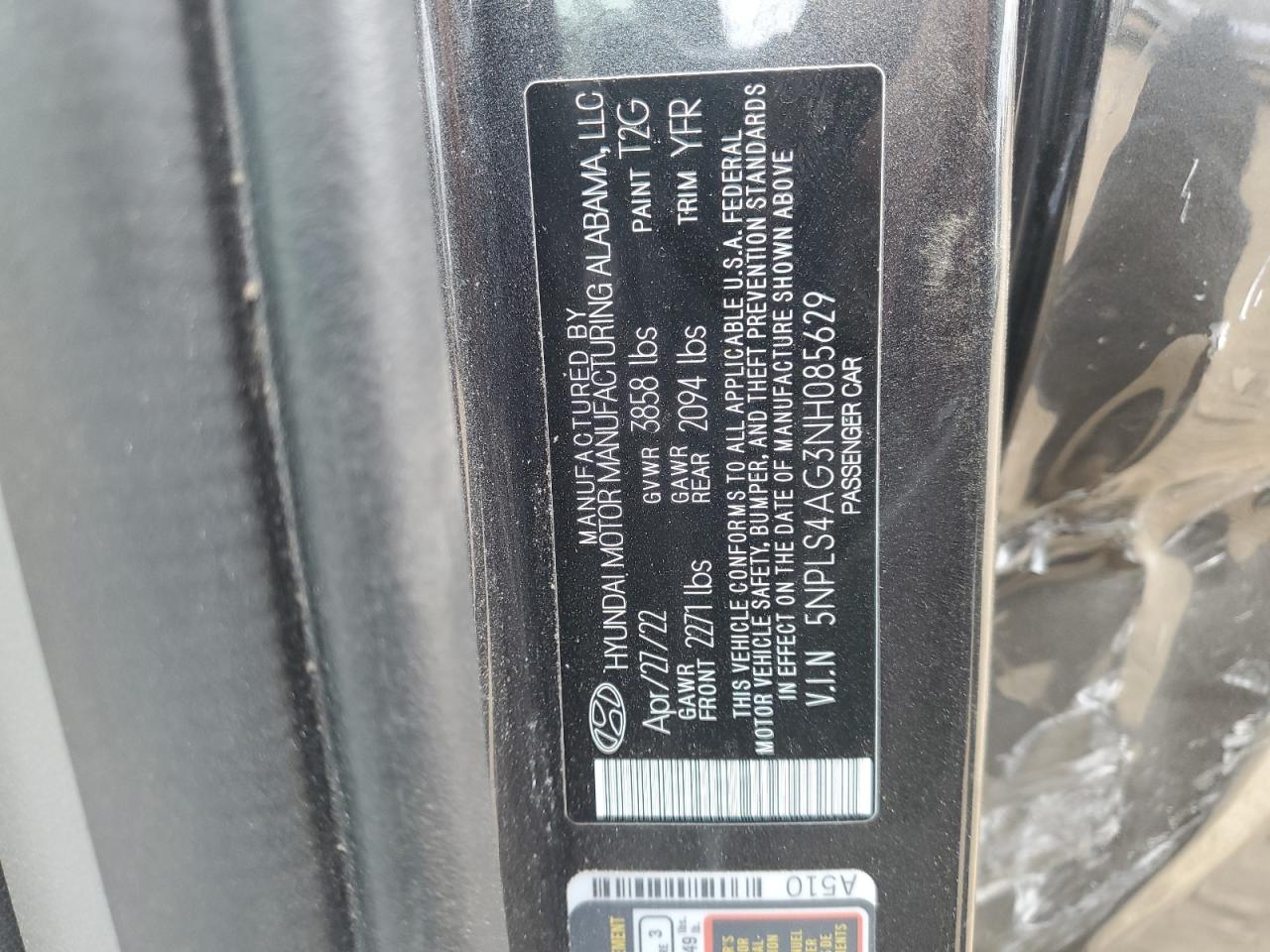 2022 Hyundai Elantra Sel VIN: 5NPLS4AG3NH085629 Lot: 56653675