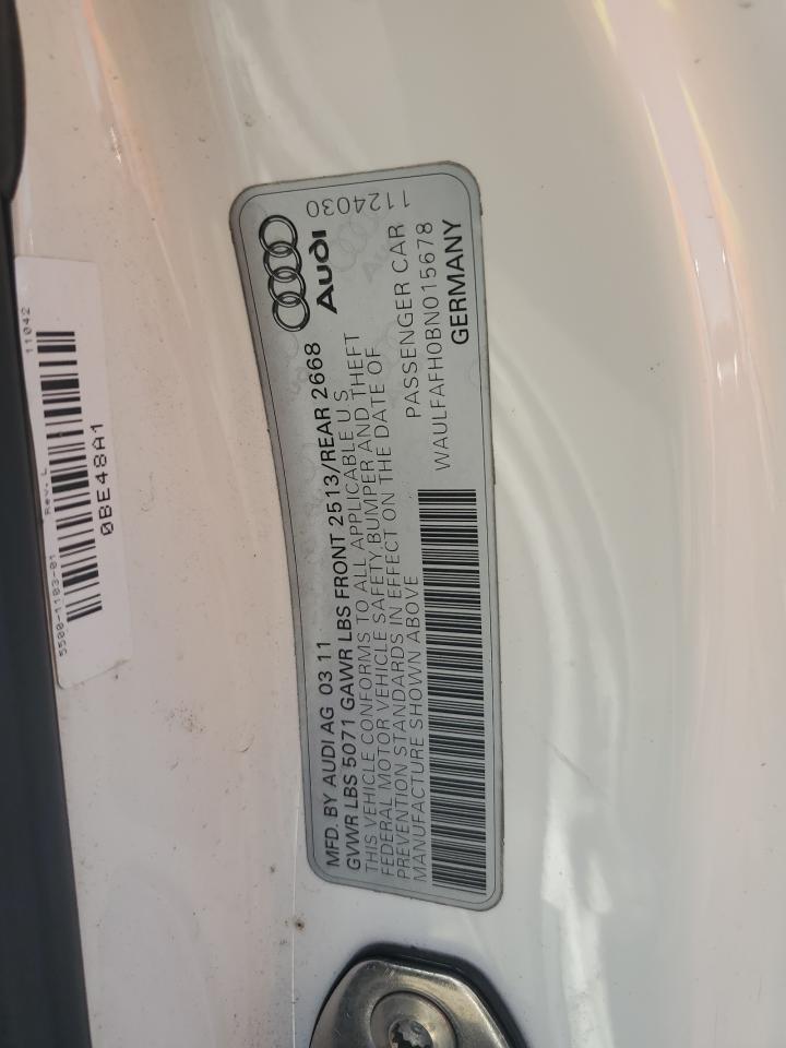 2011 Audi A5 Premium Plus VIN: WAULFAFH0BN015678 Lot: 56942035