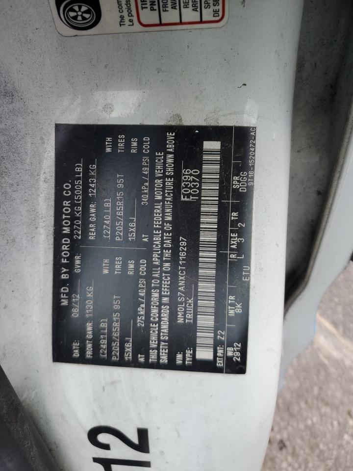 2012 Ford Transit Connect Xl VIN: NM0LS7ANXCT116297 Lot: 56376985