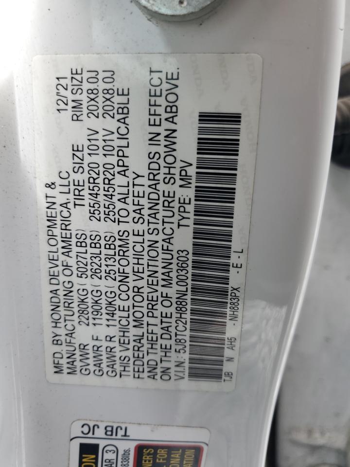 2022 Acura Rdx A-Spec Advance VIN: 5J8TC2H88NL003603 Lot: 56767745