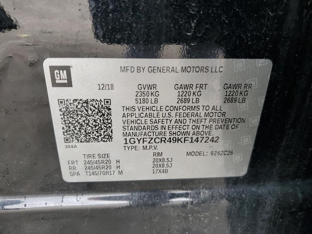2019 Cadillac Xt4 Premium Luxury VIN: 1GYFZCR49KF147242 Lot: 55483215