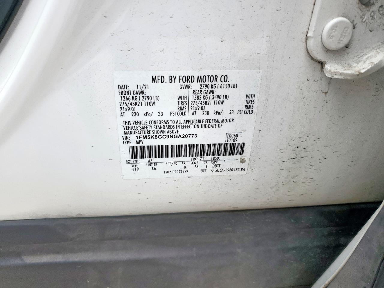 2022 Ford Explorer St VIN: 1FM5K8GC9NGA20773 Lot: 57089755