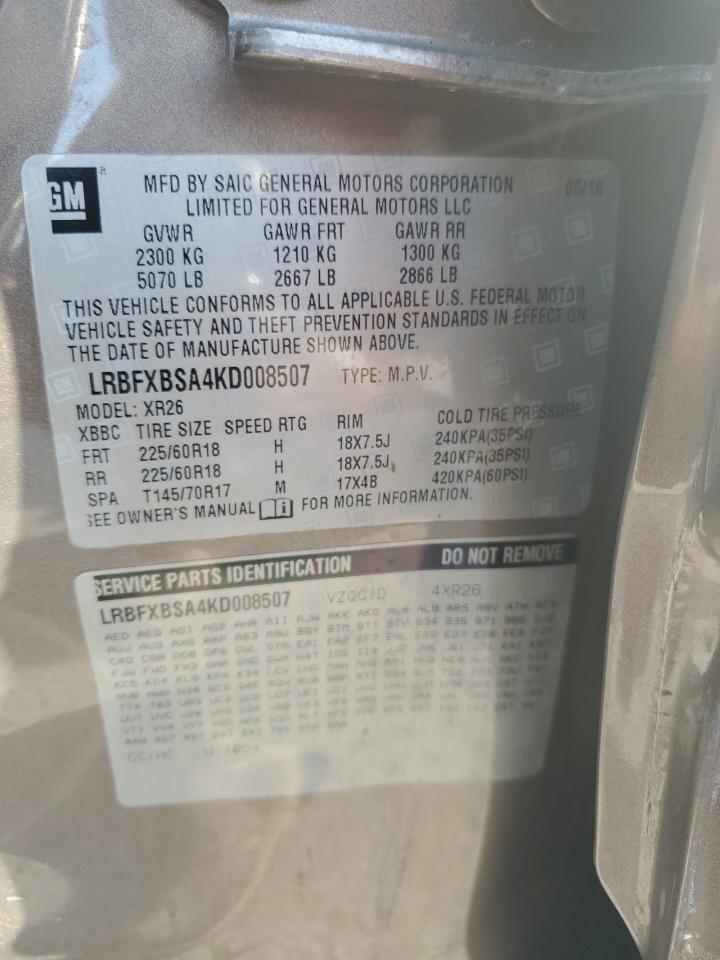 2019 Buick Envision Preferred VIN: LRBFXBSA4KD008507 Lot: 56685525