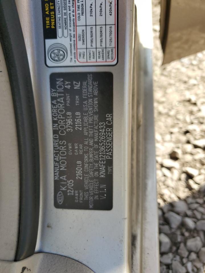 2006 Kia Spectra Lx VIN: KNAFE121365269433 Lot: 56634735