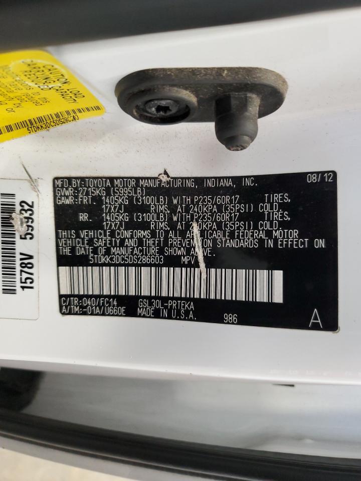 2013 Toyota Sienna Le VIN: 5TDKK3DC5DS286603 Lot: 56873665