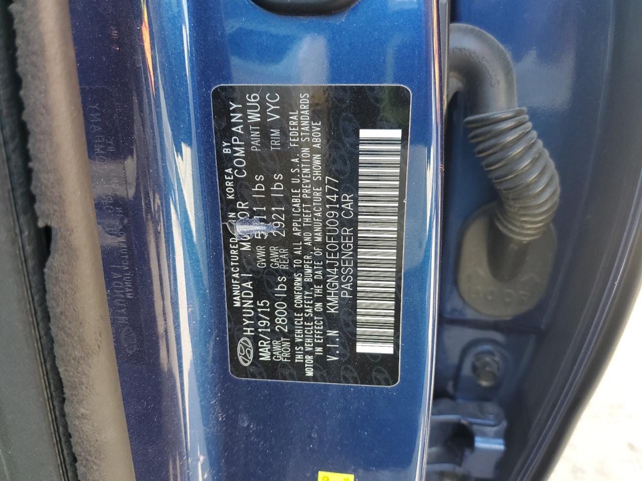 KMHGN4JE0FU091477 2015 Hyundai Genesis 3.8L