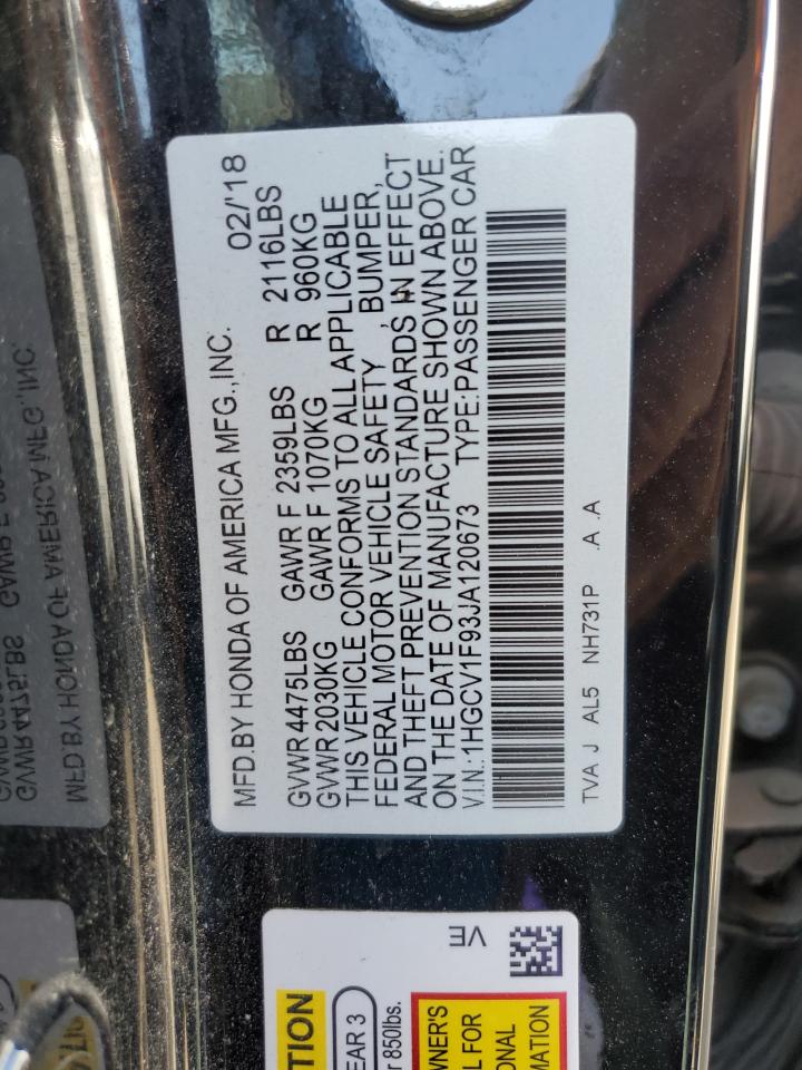2018 Honda Accord Touring VIN: 1HGCV1F93JA120673 Lot: 55465695