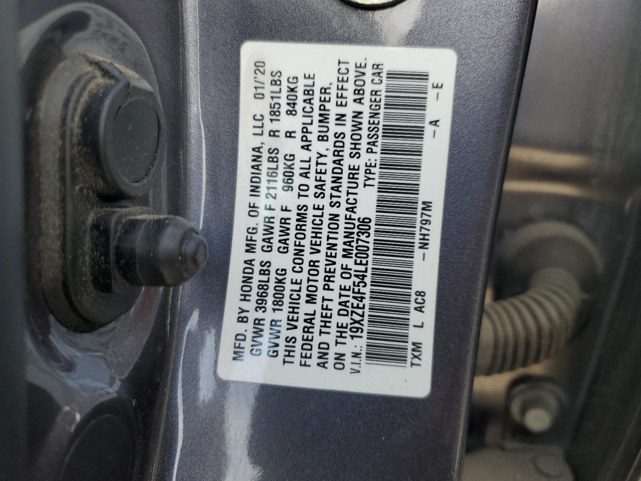 2020 Honda Insight Ex VIN: 19XZE4F54LE007306 Lot: 56724645