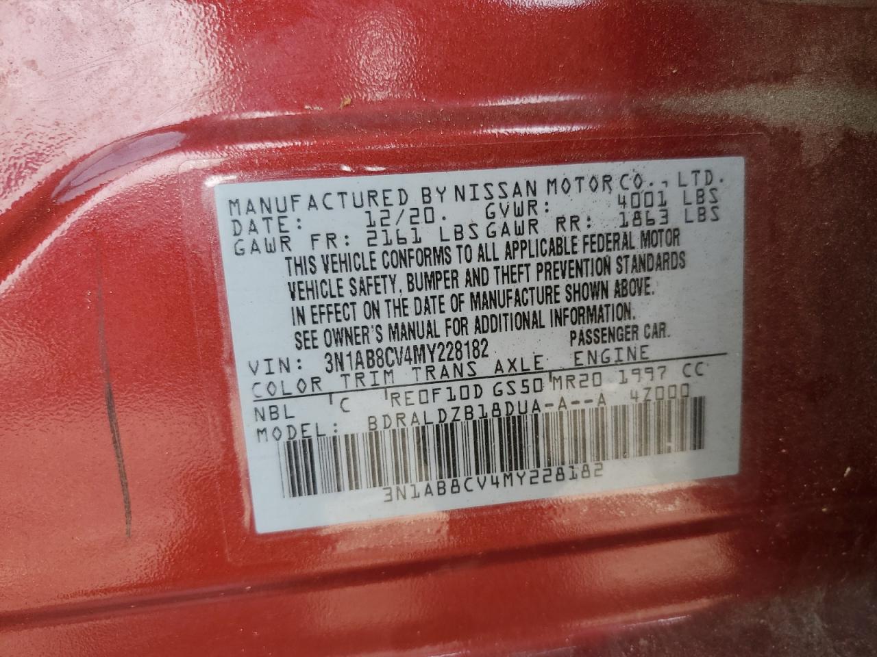 2021 Nissan Sentra Sv VIN: 3N1AB8CV4MY228182 Lot: 55973255