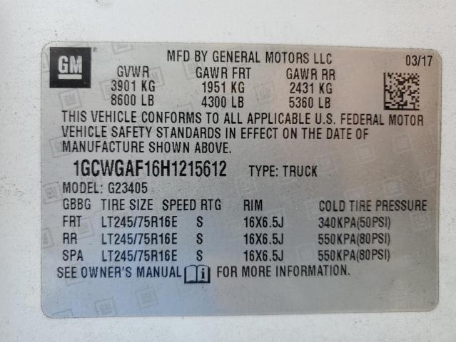 2017 CHEVROLET EXPRESS G2500   