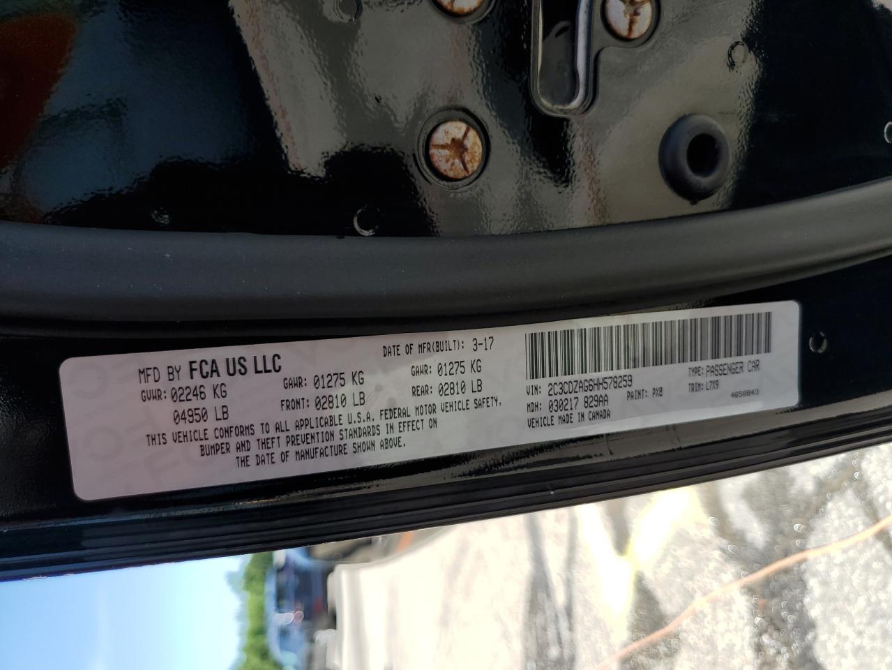 2017 Dodge Challenger Sxt VIN: 2C3CDZAG6HH578259 Lot: 57500615