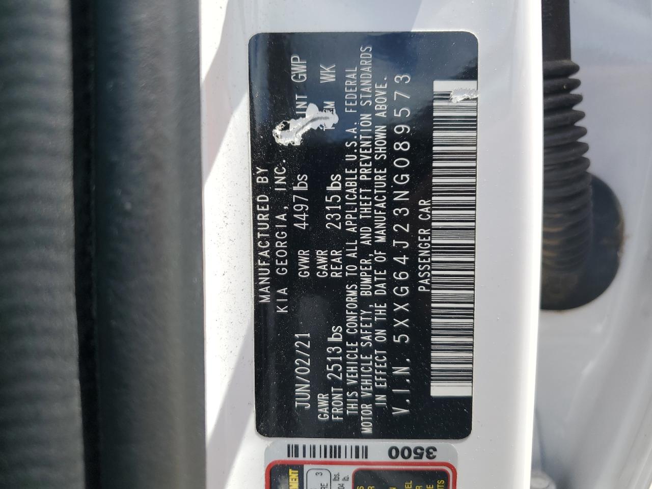2022 Kia K5 Gt Line VIN: 5XXG64J23NG089573 Lot: 57070505