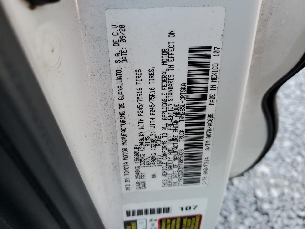 2021 Toyota Tacoma Access Cab VIN: 3TYRX5GN3MT005928 Lot: 55757665