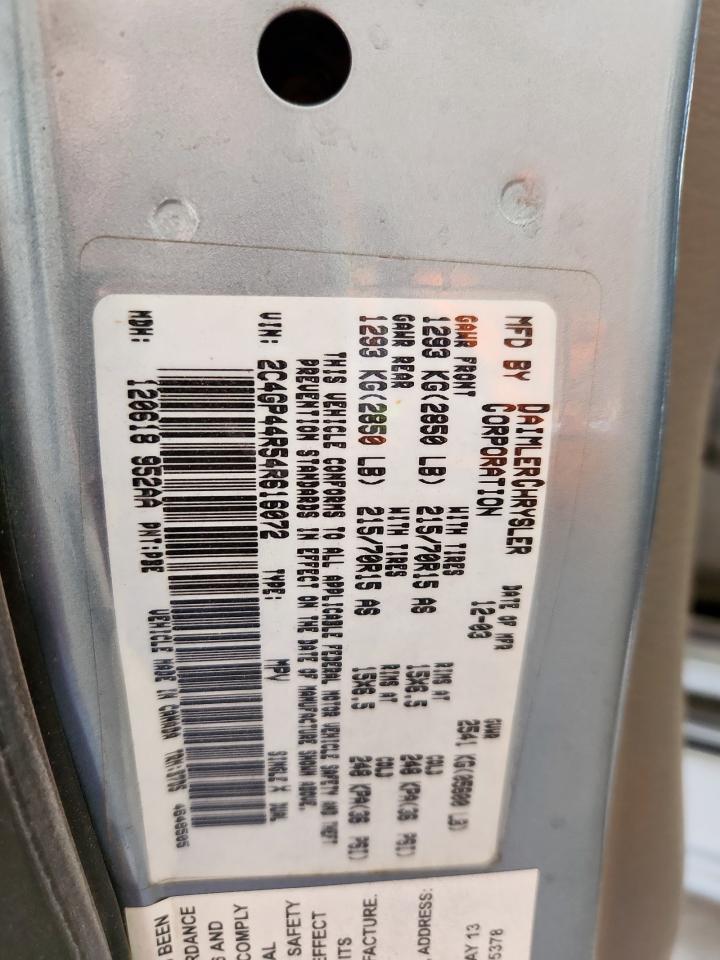 2004 Chrysler Town & Country Lx VIN: 2C4GP44R54R616072 Lot: 58625985