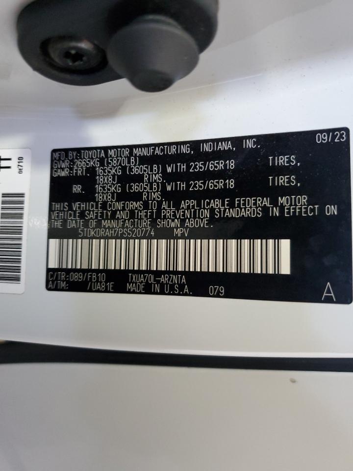 2023 Toyota Highlander L VIN: 5TDKDRAH7PS520774 Lot: 56289045