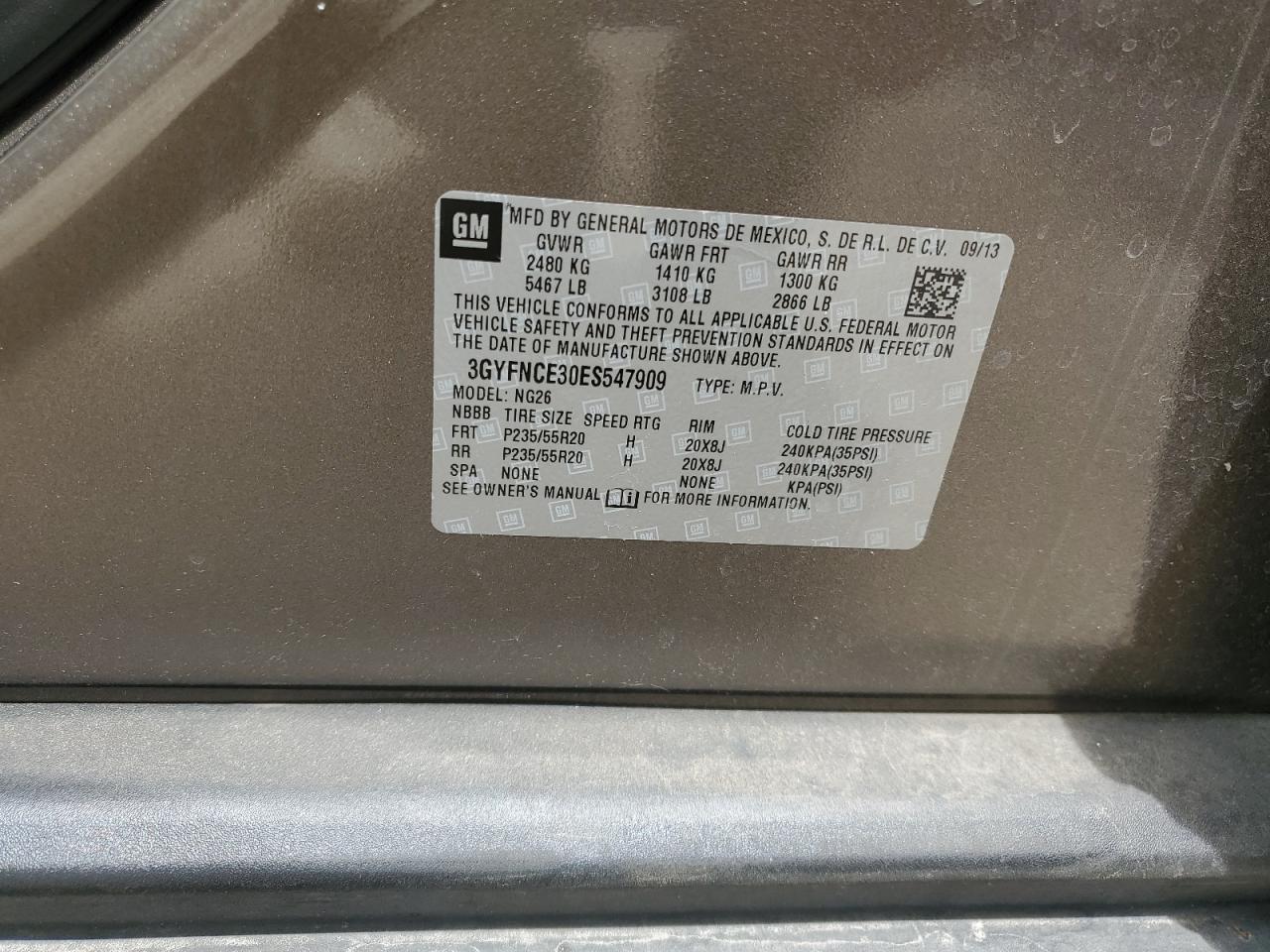 2014 Cadillac Srx Performance Collection VIN: 3GYFNCE30ESS54790 Lot: 55445565