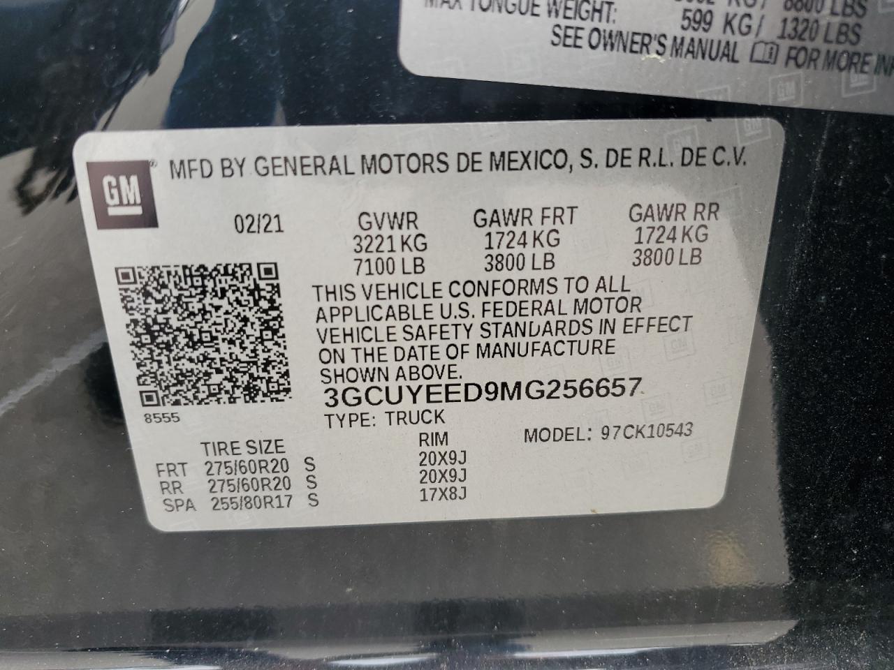 2021 Chevrolet Silverado K1500 Rst VIN: 3GCUYEED9MG256657 Lot: 54455845