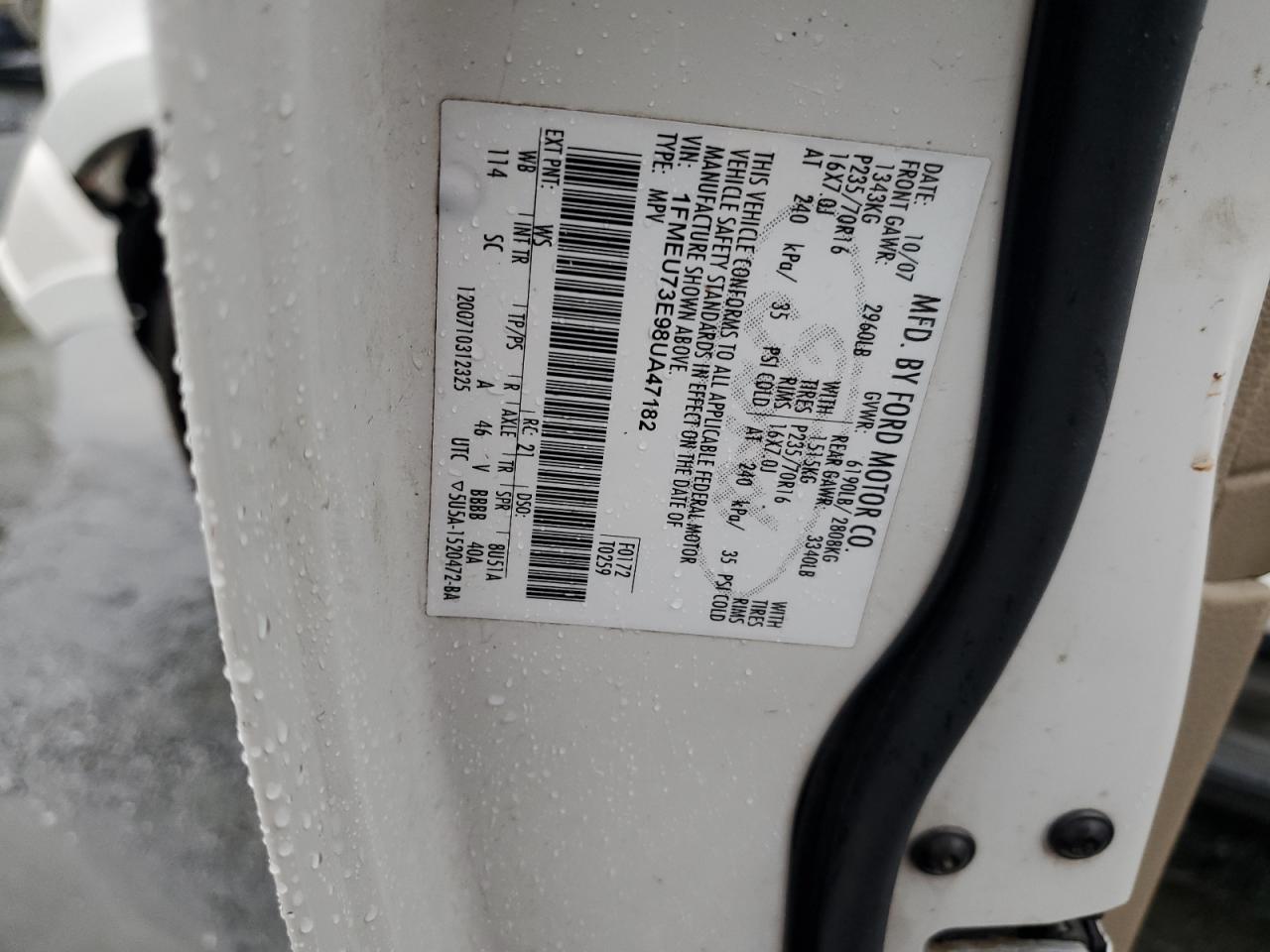 2008 Ford Explorer Xlt VIN: 1FMEU73E98UA47182 Lot: 56458595