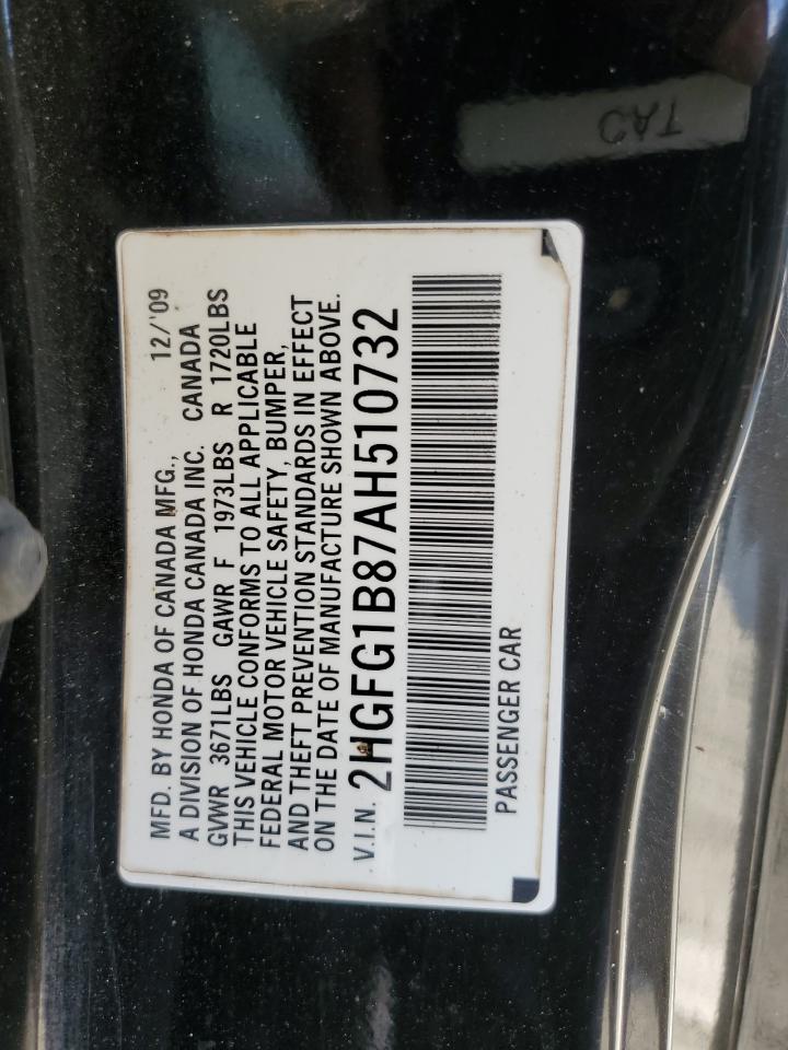 2010 Honda Civic Ex VIN: 2HGFG1B87AH510732 Lot: 57220715