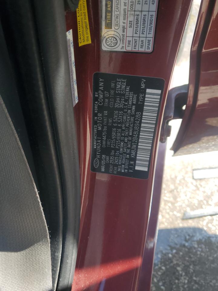 2008 Hyundai Tucson Gls VIN: KM8JM12B48U894288 Lot: 56229655