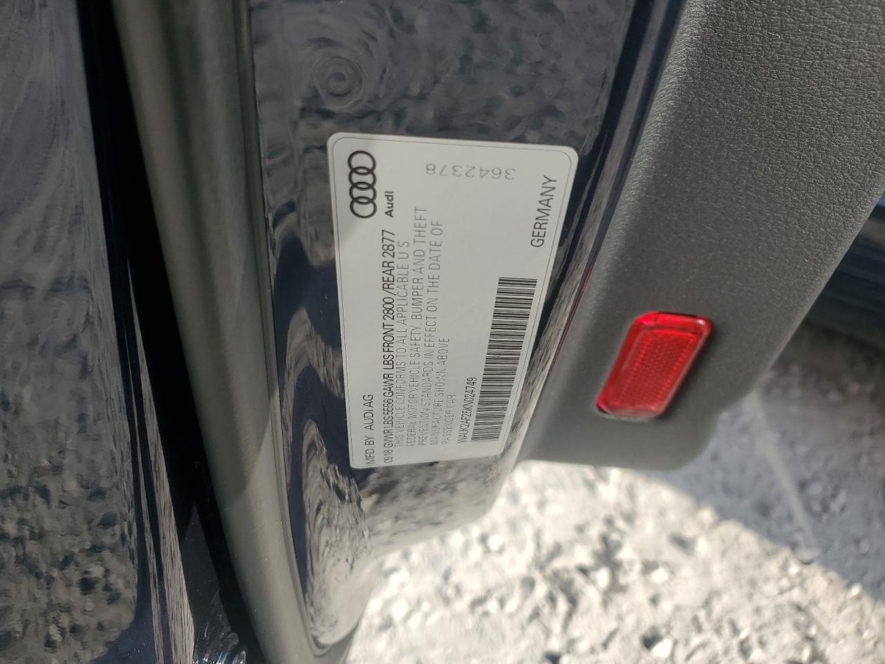 2019 Audi A6 Premium VIN: WAUK2AF25KN024749 Lot: 55947795