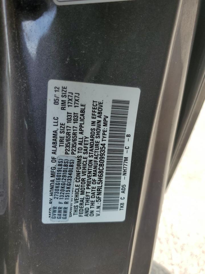 2012 Honda Odyssey Exl VIN: 5FNRL5H68CB099354 Lot: 56933225