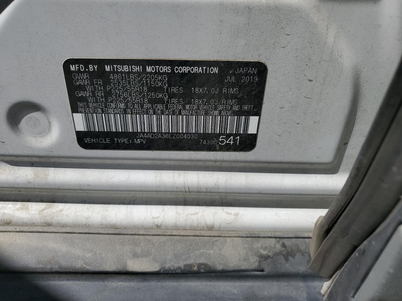 2020 Mitsubishi Outlander Es VIN: JA4AD2A36LZ004030 Lot: 56930015