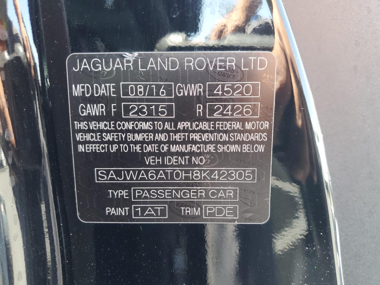 2017 Jaguar F-Type VIN: SAJWA6AT0H8K42305 Lot: 58605555