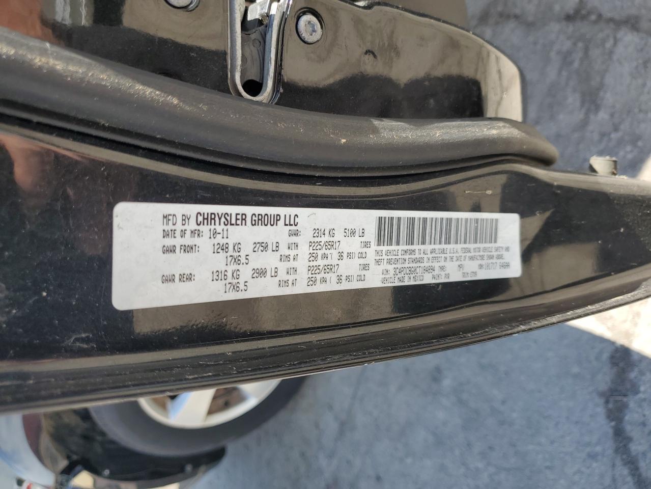 2012 Dodge Journey Sxt VIN: 3C4PDCBG0CT184894 Lot: 55964775