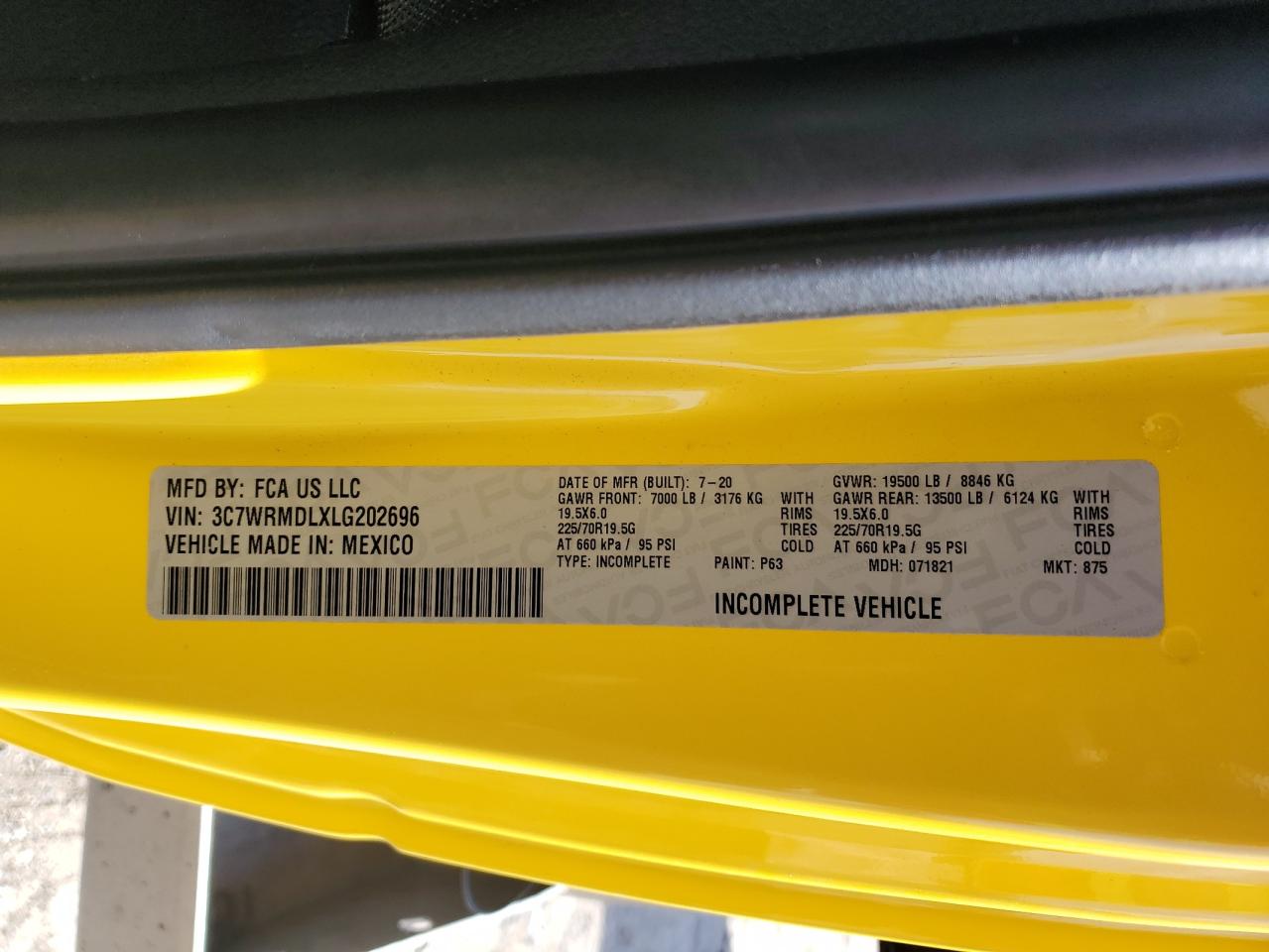 2020 Ram 5500 VIN: 3C7WRMDLXLG202696 Lot: 56763725