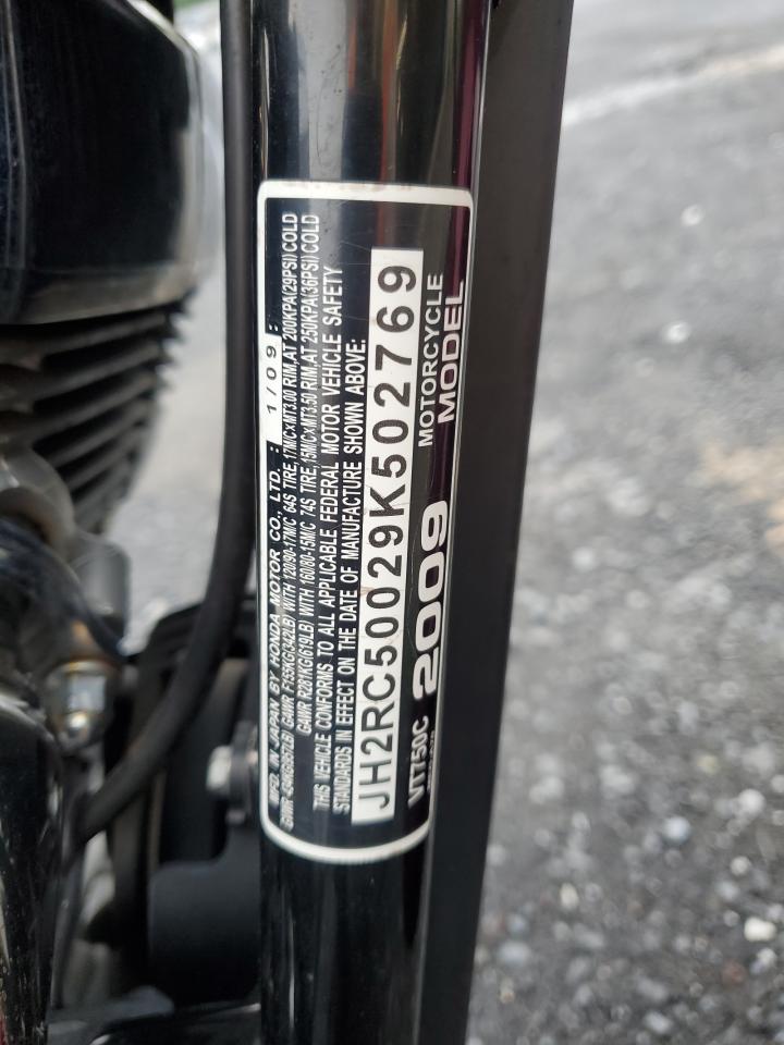 2009 Honda Vt750 C VIN: JH2RC50029K502769 Lot: 55064255