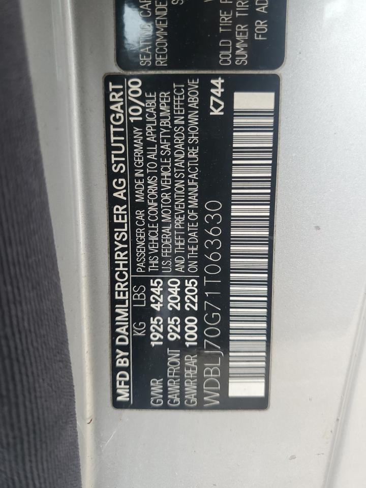 2001 Mercedes-Benz Clk 430 VIN: WDBLJ70G71T063630 Lot: 56296705