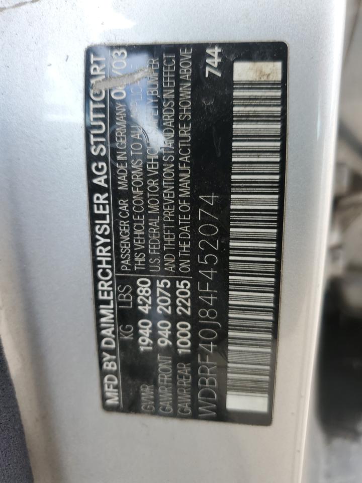 2004 Mercedes-Benz C 230K Sport Sedan VIN: WDBRF40J84F452074 Lot: 56025015