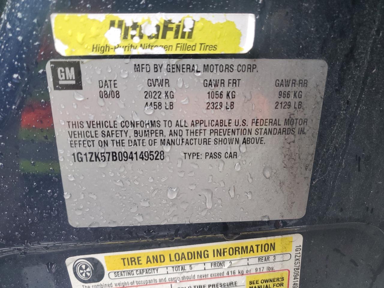 2009 Chevrolet Malibu Ltz VIN: 1G1ZK57B094149528 Lot: 57813035