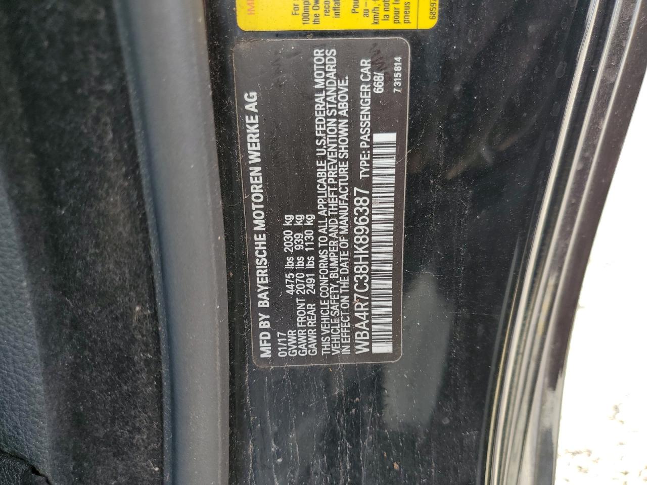 WBA4R7C38HK896387 2017 BMW 430I