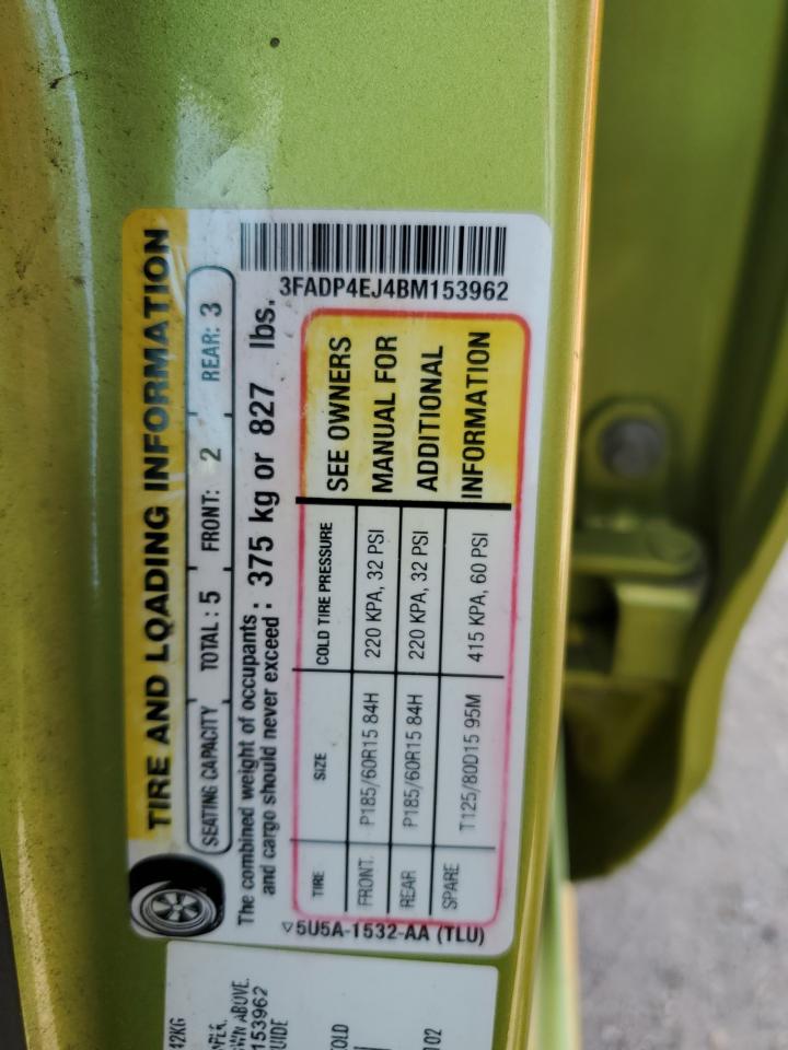 2011 Ford Fiesta Se VIN: 3FADP4EJ4BM153962 Lot: 56571755