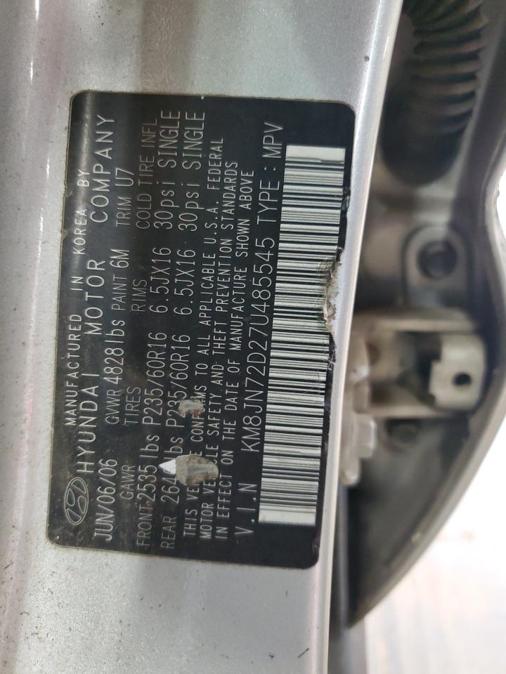 2007 Hyundai Tucson Se VIN: KM8JN72D27U485545 Lot: 56296465