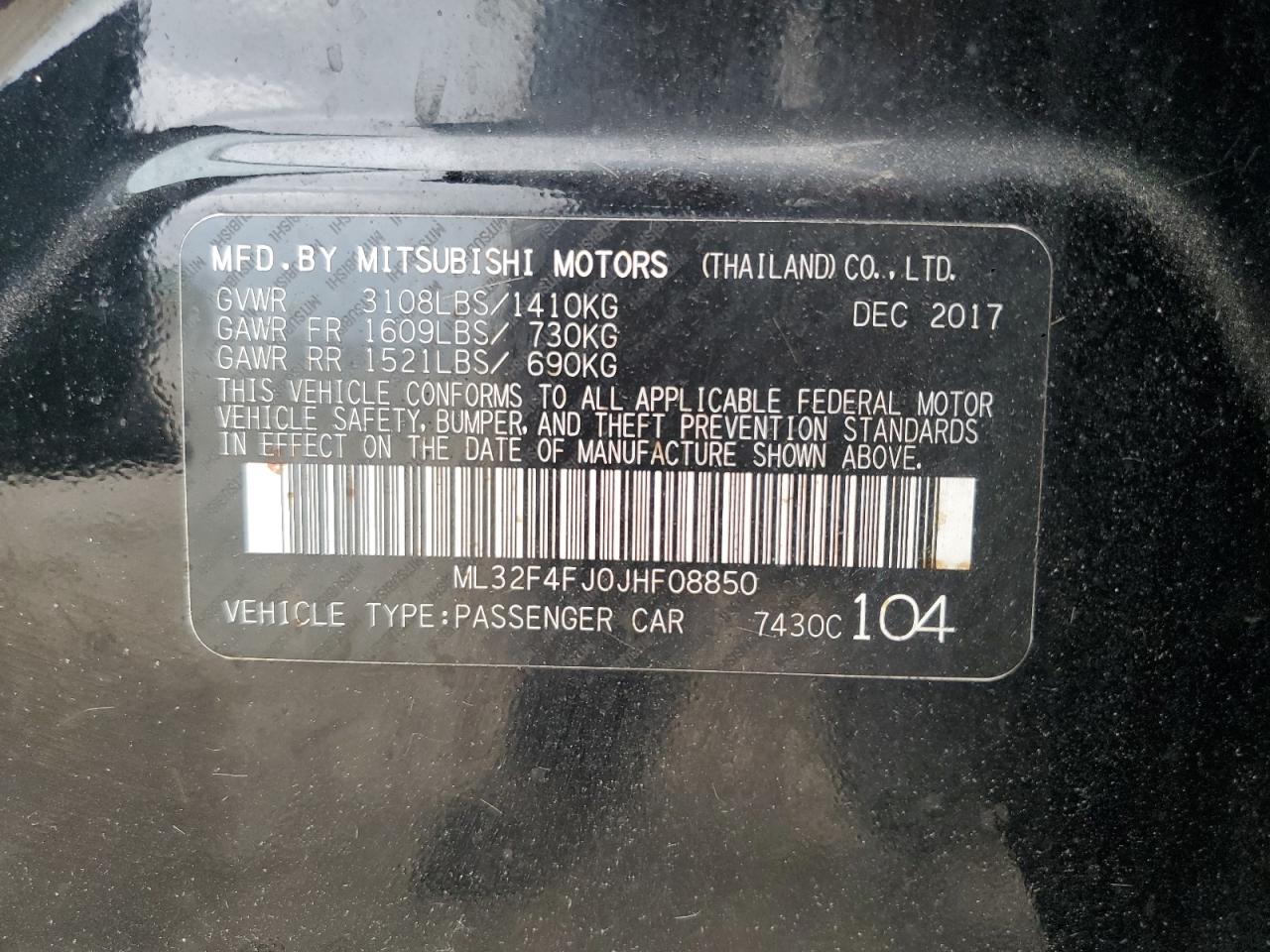 2018 Mitsubishi Mirage G4 Se VIN: ML32F4FJ0JHF08850 Lot: 55311705