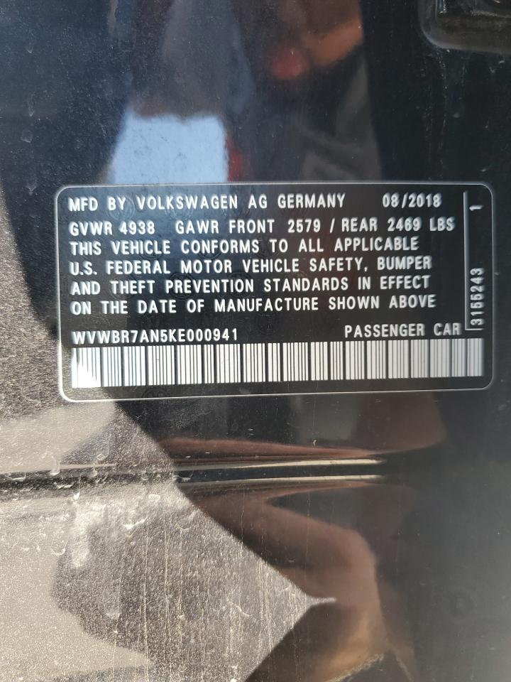 2019 Volkswagen Arteon Se VIN: WVWBR7AN5KE000941 Lot: 56642825