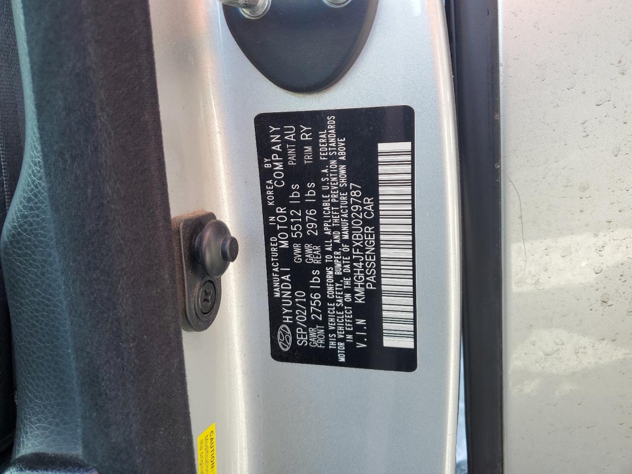 2011 Hyundai Equus Signature VIN: KMHGH4JFXBU029787 Lot: 55966695