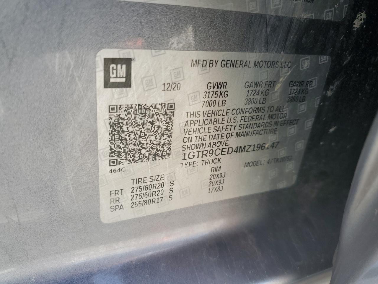 2021 GMC Sierra K1500 Elevation VIN: 1GTR9CED4MZ196147 Lot: 57329885