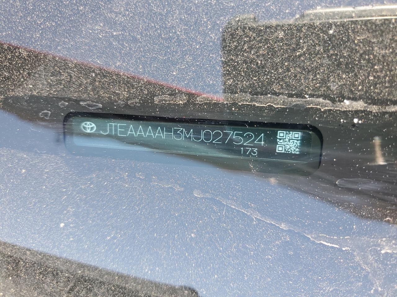 2021 Toyota Venza Le VIN: JTEAAAAH3MJ027524 Lot: 56159355
