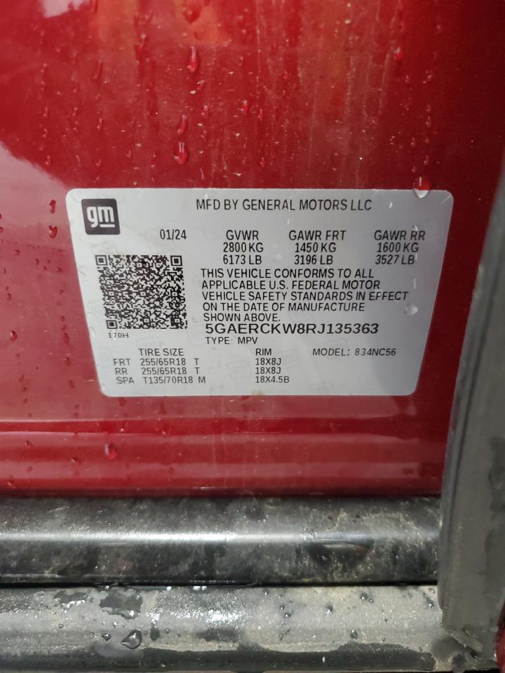 2024 Buick Enclave Premium VIN: 5GAERCKW8RJ135363 Lot: 58910225