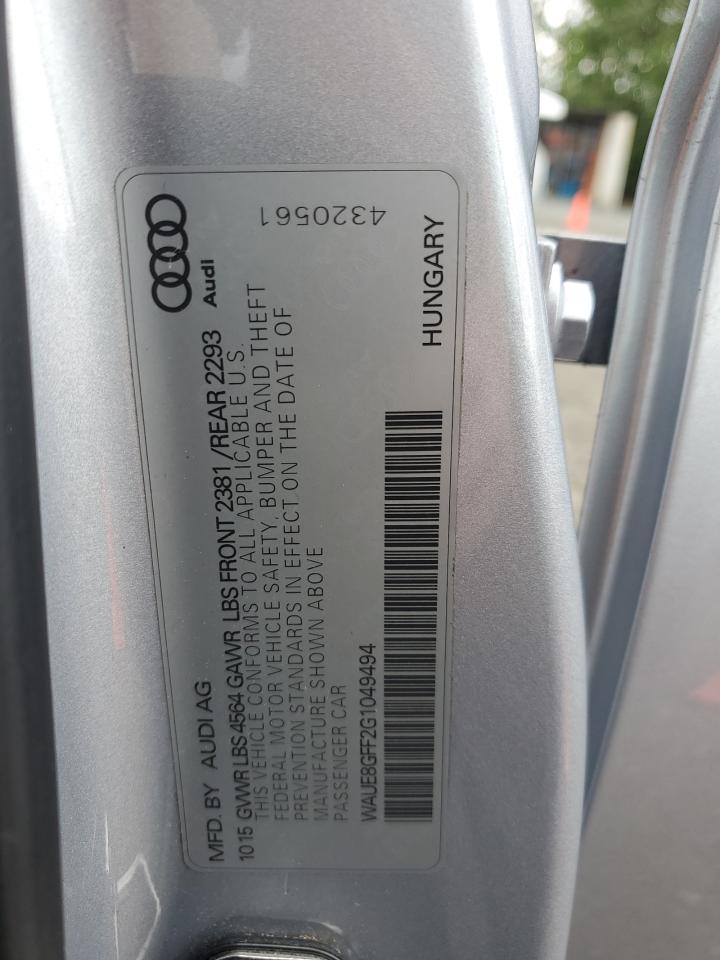 2016 Audi A3 Premium Plus VIN: WAUE8GFF2G1049494 Lot: 57286265