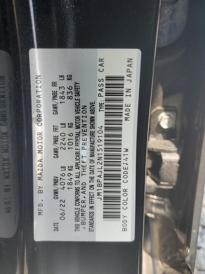 2022 Mazda 3 VIN: JM1BPAJL2N1519104 Lot: 56414575