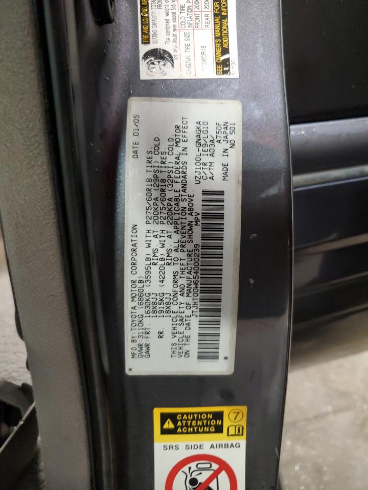 2005 Lexus Lx 470 VIN: JTJHT00W654000239 Lot: 57799015