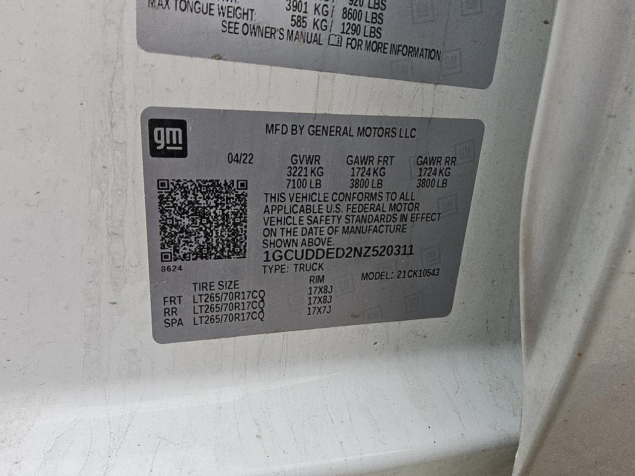 1GCUDDED2NZ520311 CHEVROLET ALL Models 2022