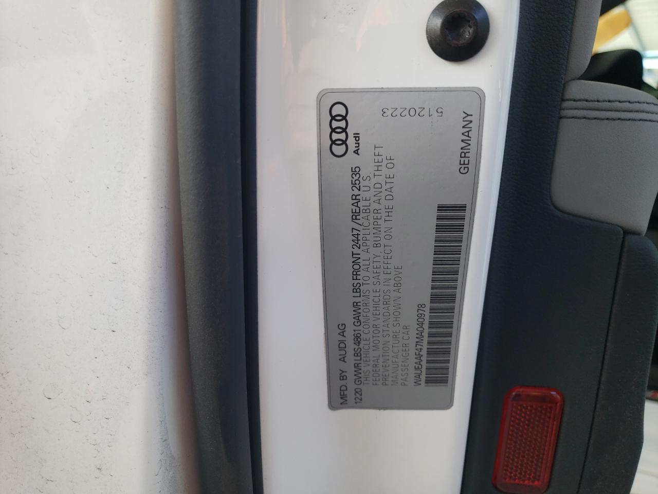 2021 Audi A4 Premium Plus 45 VIN: WAUEAAF47MA040978 Lot: 56773385