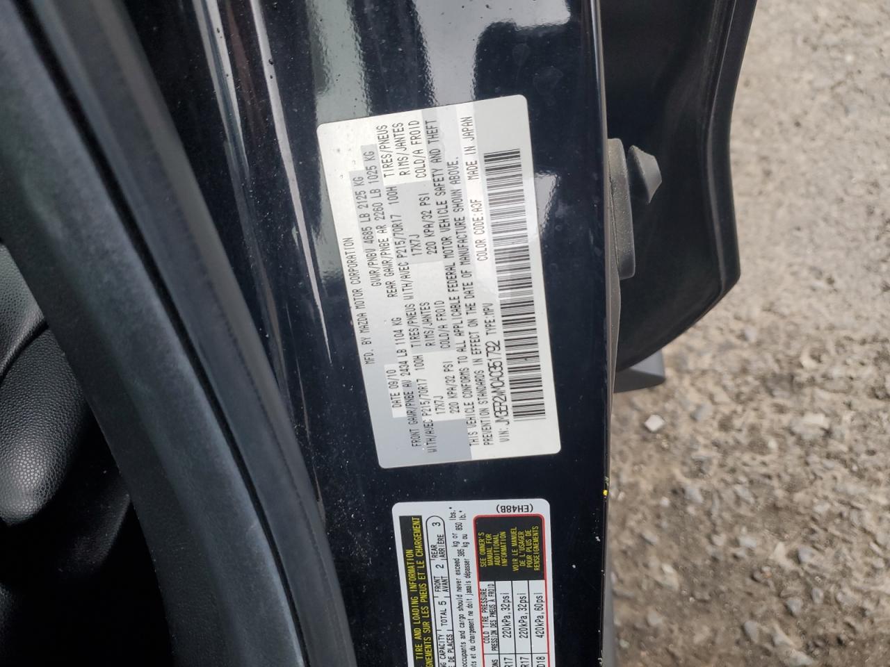 2011 Mazda Cx-7 VIN: JM3ER2WM0A0351792 Lot: 57199745