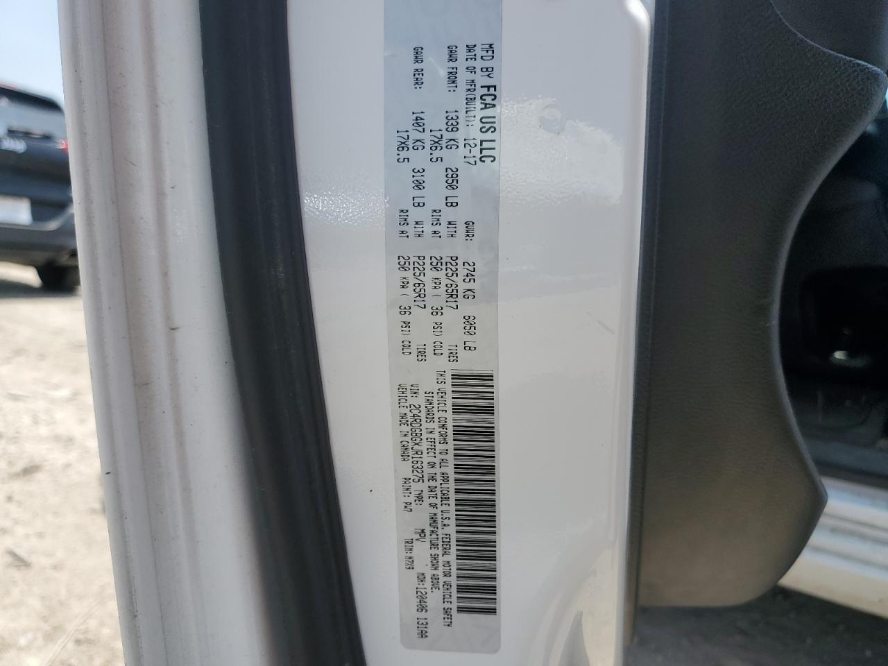 2018 Dodge Grand Caravan Se VIN: 2C4RDGBGXJR163275 Lot: 59147685